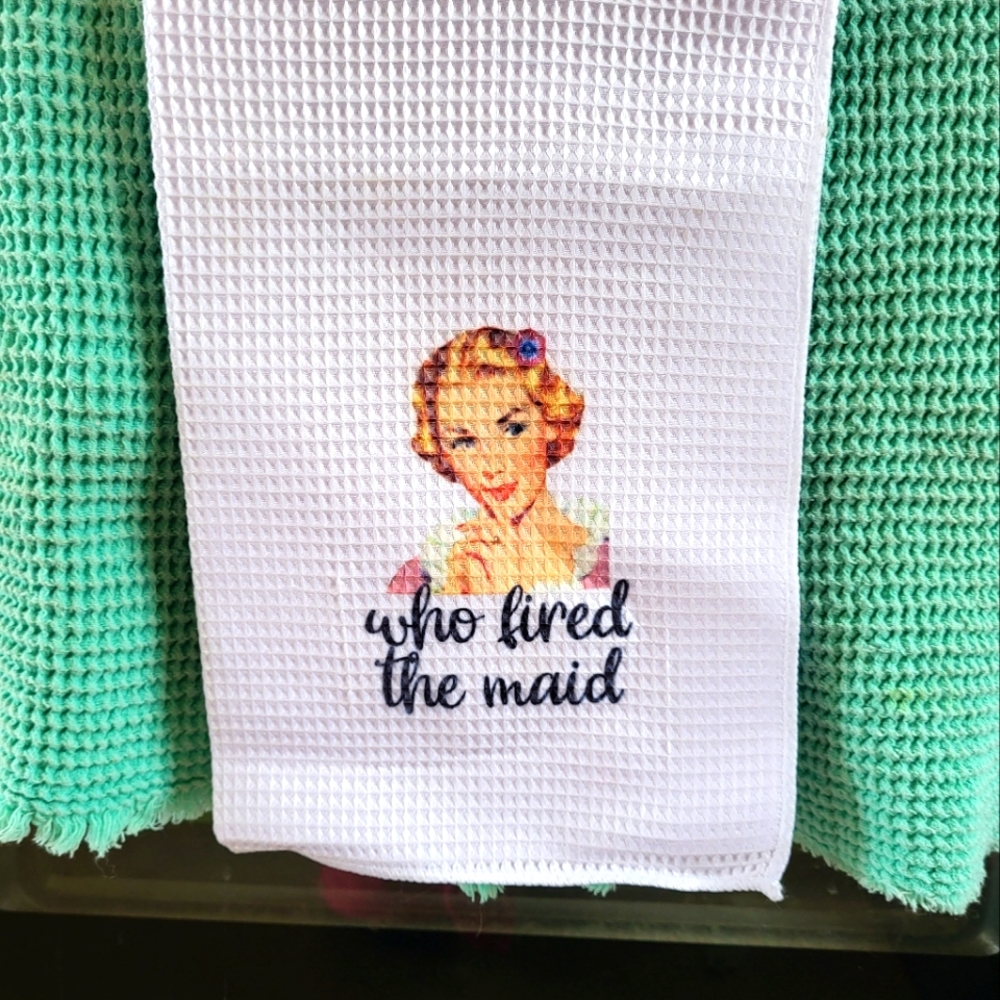 Set of 2 vintage inspired pinup sarcastic tea towels